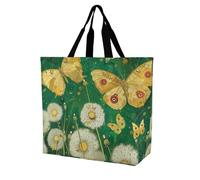 Rkklvbns Sac fourre-tout pour femme avec motif papillon jaune, sac fourre-tout à bandoulière, sac de rangement portable, sac à main léger et durable pour le travail, les voyages, sac décontracté