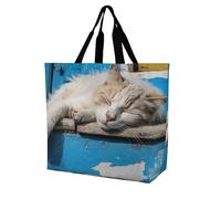 Rkklvbns Sac fourre-tout pour femme avec petit chat endormi - Sac fourre-tout à bandoulière - Sac de rangement portable léger et durable pour le travail, les voyages