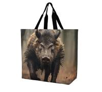 Rkklvbns Sac fourre-tout pour femme avec photos de sanglier - Sac fourre-tout portable - Léger et durable - Pour le travail, les voyages