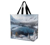 Rkklvbns Sac fourre-tout pour femme, motif montagnes d'hiver, scène de neige, sac fourre-tout à bandoulière, sac de rangement portable, léger et durable pour le travail, les voyages, sac décontracté