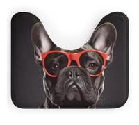Rkklvbns Tapis de bain antidérapant en forme de bouledogue français, doux et absorbant, pour lavabo, baignoire, douche et toilettes, 50,8 x 40,6 cm