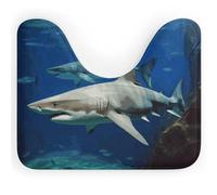 Rkklvbns Tapis de bain antidérapant en forme de U pour lavabo, baignoire, douche et toilettes, motif deux requins blancs, 50,8 x 40,6 cm
