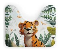 Rkklvbns Tapis de bain antidérapant en forme de U pour lavabo, baignoire, douche et toilettes, motif tigre dessin animé, 50,8 x 40,6 cm
