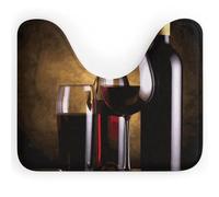 Rkklvbns Tapis de bain antidérapant et absorbant en forme de U pour évier, baignoire, douche et toilettes - Trois bouteilles de vin et verre - 50,8 x 40,6 cm