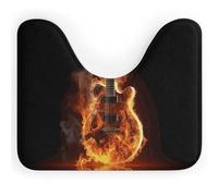 Rkklvbns Tapis de bain antidérapant et absorbant en forme de U pour lavabo, baignoire, douche et toilettes, motif guitare incendie, 50,8 x 40,6 cm