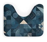 Rkklvbns Tapis de toilette antidérapant en forme de U à motif géométrique bleu, doux et absorbant, pour lavabo, baignoire, douche et toilettes, 50,8 x 40,6 cm