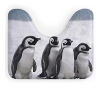 Rkklvbns Tapis de toilette en forme de U antidérapant doux et absorbant pour évier, baignoire, douche et toilettes, motif jeunes pingouins avec neige, 50,8 x 40,6 cm