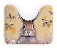 Rkklvbns Tapis de toilette en forme de U antidérapant doux et absorbant pour lavabo, baignoire, douche et toilettes, motif lapin et papillon, 50,8 x 40,6 cm