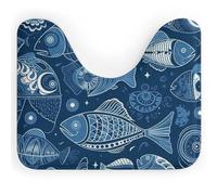 Rkklvbns Tapis de toilette en forme de U antidérapant doux et absorbant pour lavabo, baignoire, douche et toilettes, motif poissons et coquillages, 50,8 x 40,6 cm