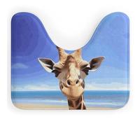 Rkklvbns Tapis de toilette en forme de U antidérapant doux et absorbant pour lavabo, baignoire, douche et toilettes, motif girafe de plage, 50,8 x 40,6 cm