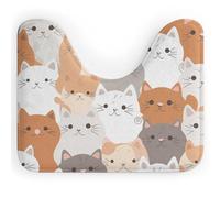 Rkklvbns Tapis de toilette en forme de U antidérapant doux et absorbant pour lavabo, baignoire, douche et toilettes, motif chats oranges, 50,8 x 40,6 cm