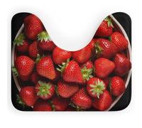 Rkklvbns Tapis de toilette en forme de U antidérapant et absorbant - Motif fraises dans un bol - 50,8 x 40,6 cm - Pour lavabo, baignoire, douche et toilettes