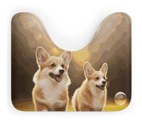 Rkklvbns Tapis de toilette en forme de U antidérapant et absorbant pour évier, baignoire, douche et toilettes, motif chien Corgi, 50,8 x 40,6 cm