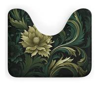 Rkklvbns Tapis de toilette en forme de U antidérapant et absorbant pour lavabo, baignoire, douche et toilettes, 50,8 x 40,6 cm, vert foncé et vert