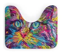 Rkklvbns Tapis de toilette en forme de U en forme de chat psychédélique, antidérapant, doux et absorbant pour lavabo, baignoire, douche et toilettes, 50,8 x 40,6 cm