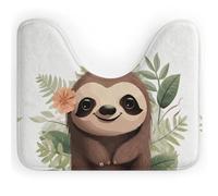 Rkklvbns Tapis de toilette fin antidérapant en forme de U pour lavabo, baignoire, douche et toilettes, motif paresseux de dessin animé, 50,8 x 40,6 cm