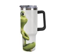 Rkklvbns The Funny Frog Doing Yoga - Tasse à café de voyage de 1200 ml avec poignée et couvercle à paille, étanche, garde au froid ou au chaud, pour la salle de sport, les voyages et le sport