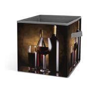 Rkklvbns Trois bouteilles de vin et bacs de rangement en verre, panier de rangement pliable avec poignées, grand panier de rangement en tissu pour vêtements, livres, couvertures, jouets