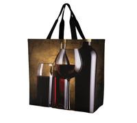 Rkklvbns Trois bouteilles de vin et verre sur sac fourre-tout pour femme Sac fourre-tout à bandoulière Sac à main de rangement portable léger et durable pour le travail Voyage Sac décontracté