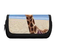 Rkklvbns Trousse à crayons double grande capacité avec fermeture éclair et compartiments multiples Motif girafe