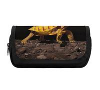 Rkklvbns Trousse à crayons double grande capacité avec fermeture éclair et compartiments multiples Motif tortue