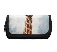 Rkklvbns Trousse à crayons double grande capacité avec fermeture éclair et compartiments multiples Motif girafe