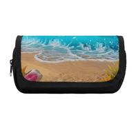 Rkklvbns Trousse à crayons double grande capacité avec fermeture éclair et compartiments multiples pour le bureau Bleu tropical