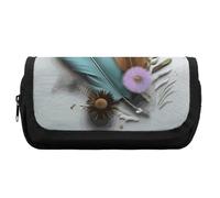Rkklvbns Trousse à crayons double grande capacité avec fermeture éclair multi-fentes et plumes