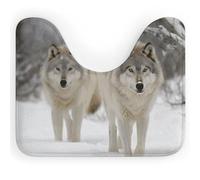 Rkklvbns Two Wolves Tapis de toilette en forme de U antidérapant doux et absorbant pour lavabo, baignoire, douche et toilettes, 50,8 x 40,6 cm