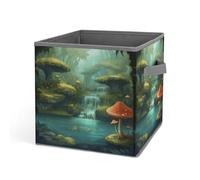 Rkklvbns View of Fantasy River Champignon - Panier de rangement pliable avec poignées - Grand bac de rangement en tissu pour vêtements, livres, couvertures, jouets