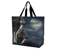 Rkklvbns Wolves In The Moonlight Sac fourre-tout pour femme Sac fourre-tout à bandoulière Sac à main de rangement portable léger et durable pour le travail, les voyages
