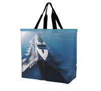 Rkklvbns Yacht Sac fourre-tout pour femme Motif voilier Sac fourre-tout Sac à bandoulière Sac à main de rangement portable léger et durable pour le travail Voyage Sac décontracté