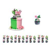 RKMYTR Wicked Ensemble de décorations de gâteau d'anniversaire - 1 grande décoration de tasse « Happy Birthday » + 24 décorations de cupcakes - Décorations de fête en papier pour femmes, hommes