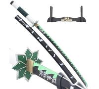 RKS DIFFUSION Katana Demon Slayer Epee Sanemi Shinazugawa Lame en Bois Sabre Kimetsu No Yaiba + Presentoir Inclus