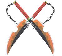 RKS DIFFUSION Lot 2 Sabres en Bois Lame en Bois Epee Demon Slayer Pack 2 Epees Tengen Uzui Lot 2 Epees en Bois Lame en Bois Sabre Tengen Katana Cosplay Decoration