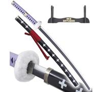 RKS DIFFUSION One Piece Katana en Bois Lame Decoration Sabre Trafalgar Law Epee Cosplay Manche Violet Kikoku + Presentoir Inclus