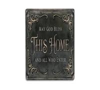 Rkundrne Plaque en métal vintage avec inscription « May God Bless This Home » - Décoration murale - 20,3 x 30,5 cm
