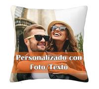 RKXGiftopia Housse de Coussin Personnalisée avec Photo Texte Logo, Taie d'oreiller Personnalisable sans Rembourrage, Cadeau Souvenir pour Couple Famille Animaux Anniversaire Noël, 66x66cm