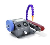 RKXKJ Affûteuse À Bande Électrique 350 W pour Couteaux, Utilisable À Sec Ou À l'eau. Mini Ponceuse À Bande, Vitesse Variable en Continu (0-13 000 TR/Min), Affichage Numérique, 10 Bandes Abrasives