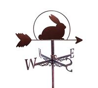 RKYRRKI Girouette avec support de toit créatif en forme de lapin, indicateur de direction du vent avec revêtement antirouille pour toit extérieur, support en métal,