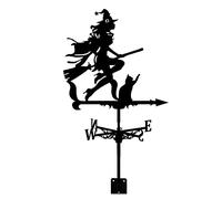 RKYRRKI Girouette en métal avec indicateur de direction du vent, support en métal pour extérieur - Motif sorcière et chat