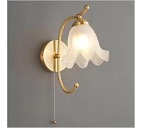 RKYRRKI Lampe murale de style médiéval pour salon, fleur de cuivre, style français, rétro, en verre, chambre à coucher, chevet, couloir, allée, éclairage simple, simple
