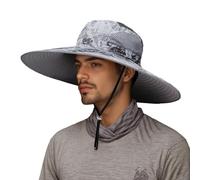 Rkz415 Chapeau de soleil à large bord pour la pêche et l'alpinisme avec cordon de serrage réglable respirant pour toutes les activités de saison, gris, Taille unique