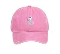 Rkz428 Casquette de baseball réglable en denim délavé pour homme Motif squelette amusant, RD2., Taille unique