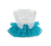 Rkz542 Robe pour chien avec tutu bleu avec aile - Robe chiot pour petit chien - Costume de vacances et chat pour Halloween, anniversaire, mariage (bleu lac, taille M) Rkz542 (B, S)