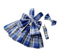 Rkz551 Robe harnais pour chien avec nœud papillon pour petits chiens Idéale pour l'intérieur et l'extérieur Bleu Taille L