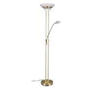 RL LIVE YOUR LIGHT Reality Leuchten Orson R40073508 Lampadaire LED 27 W + LED 4,5 W avec variateur d'intensité en laiton mat et verre albâtre blanc