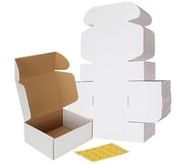 RLAVBL 20 Boîtes en Carton 25.4x20.4x10.2cm, Boîte d'expédition Blanche Livré avec Autocollants de Visages Souriants