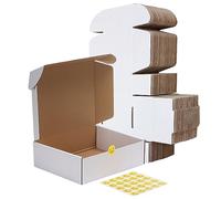 RLAVBL 25 Boîtes en Carton 15.5x15.3x5.1 cm, Boîte d'expédition Blanche Livré avec Autocollants de Visages Souriants