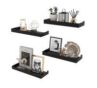 RLAVBL 40CM ÉtagèreS Murale Noir Lot de 4, Étagère Flottantes en Bois pour La Chambre à Coucher, Le Salon et La Cuisine
